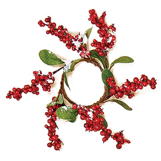 2.25" Christmas Snowy Berry Candle Ring, 2ct.